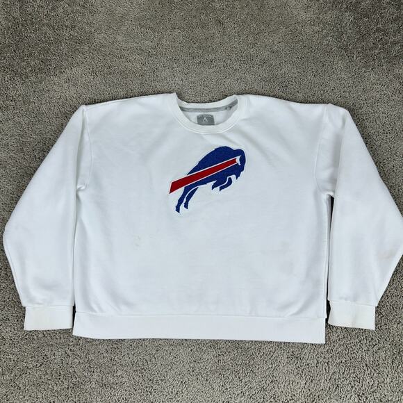 Buffalo Bills Sweatshirt Womens Extra Large White Blue Crewneck Antigua Ladies - Picture 1 of 12
